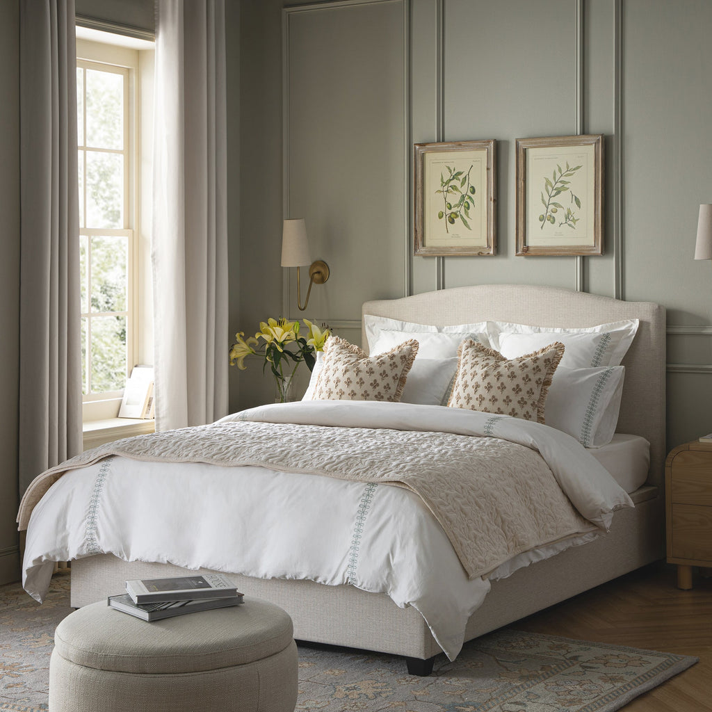 Chilworth Upholstered Ottoman Storage Bed, Ivory Weave Fabric