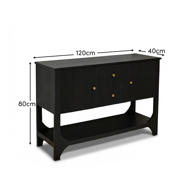 Jade 2 Door 2 Drawer Sideboard - Jet Black Mango Wood