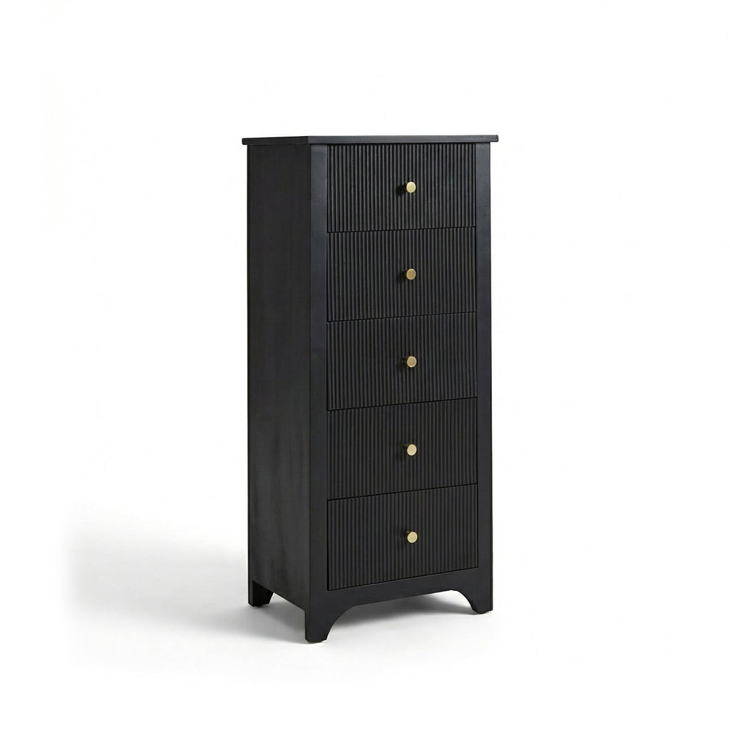Jade 5 Drawer Tallboy - Jet Black