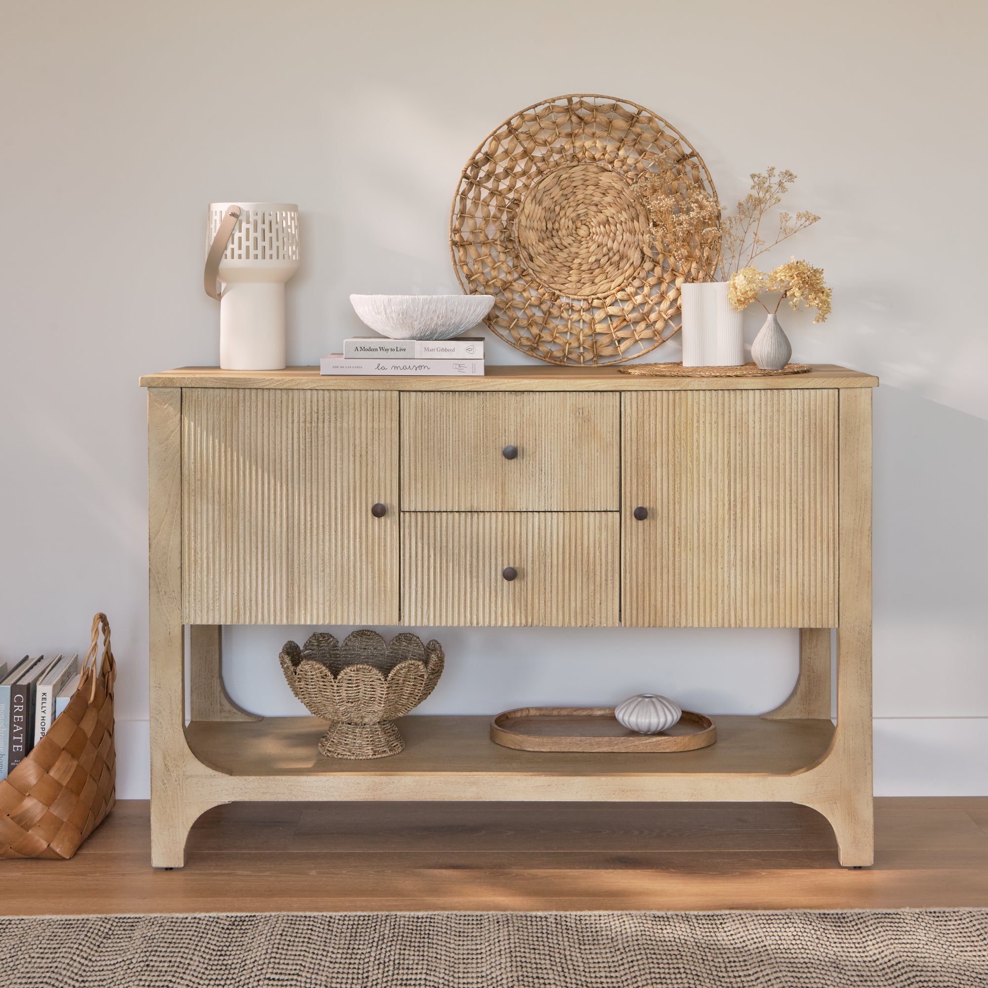 Jade 2 Door 2 Drawer Sideboard - Chalked Mango Wood