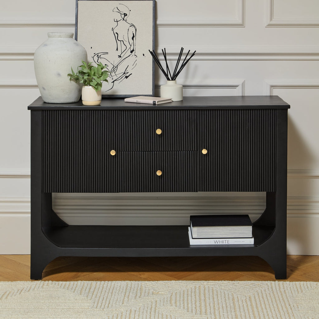 Jade 2 Door 2 Drawer Sideboard - Jet Black Mango Wood