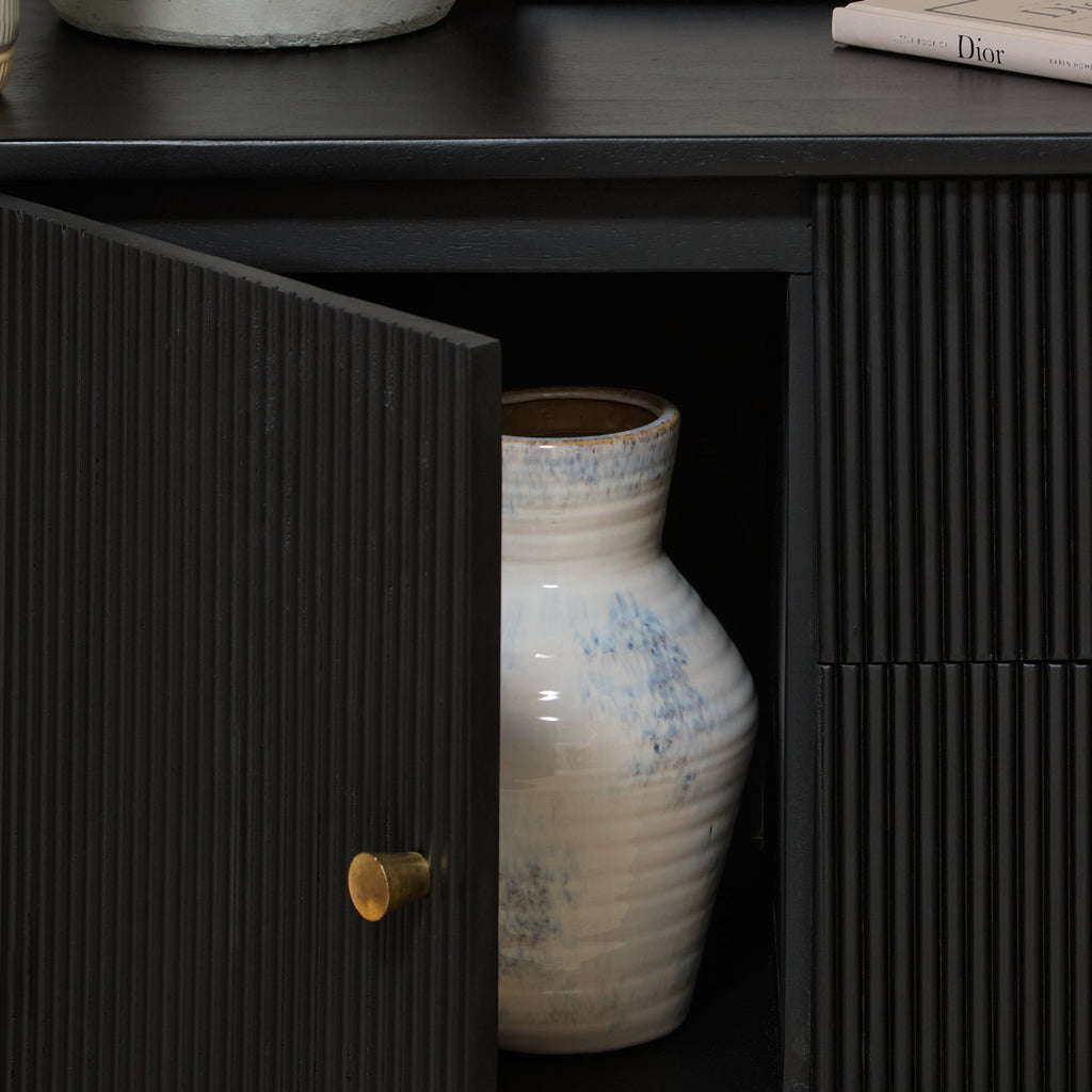 Jade 2 Door 2 Drawer Sideboard - Jet Black Mango Wood