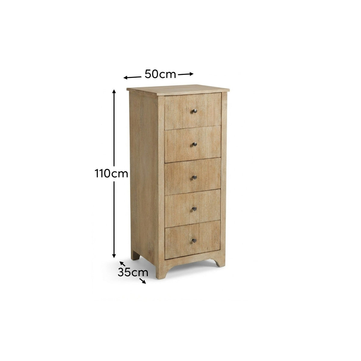 Jade 5 Drawer Tallboy - Chalked Mango Wood