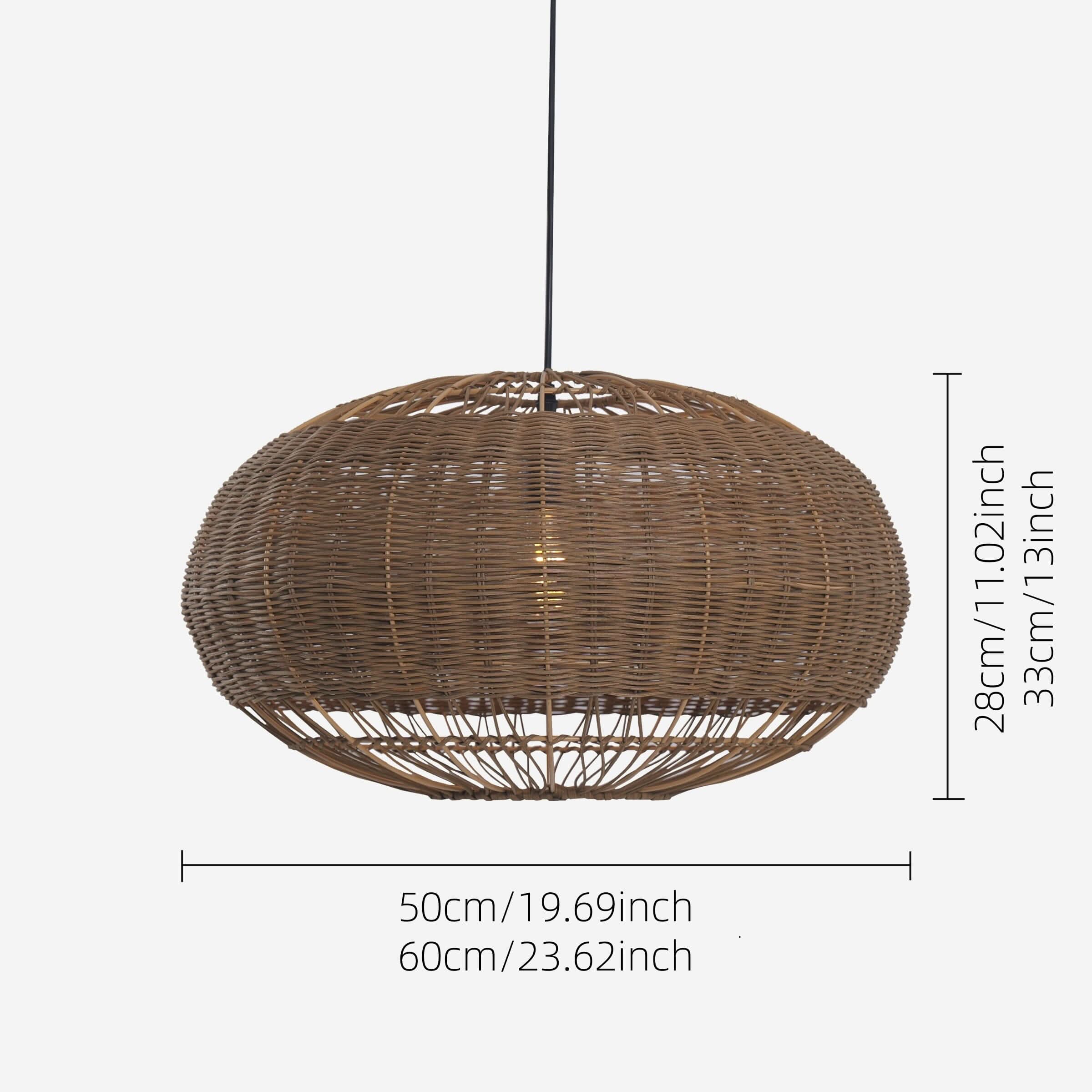 Lightsin Handcrafted Rattan Pendant Light in Flat Round Basket Shape