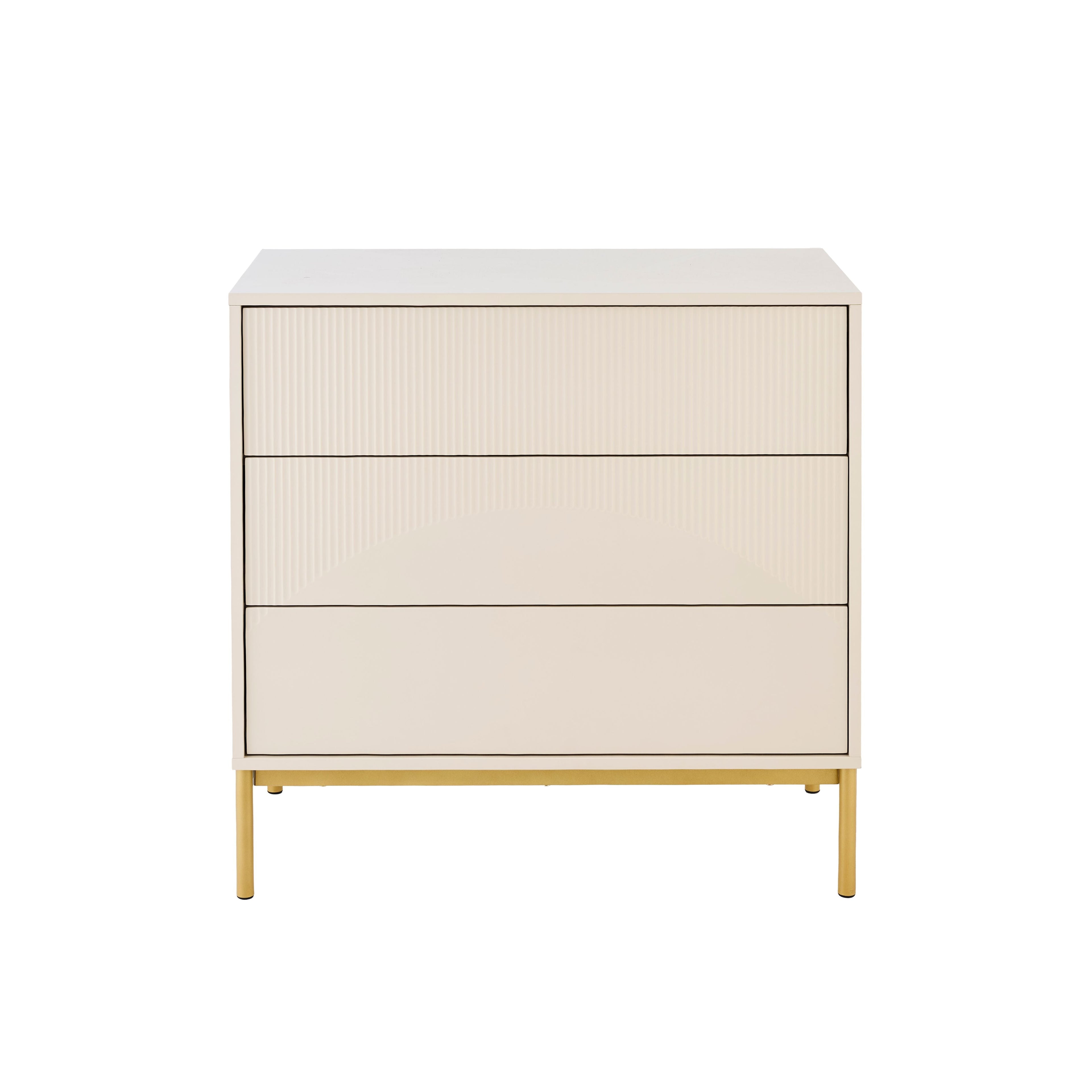 Luella 80cm 3 Drawer Fluted Chest of Drawers - Driftwood