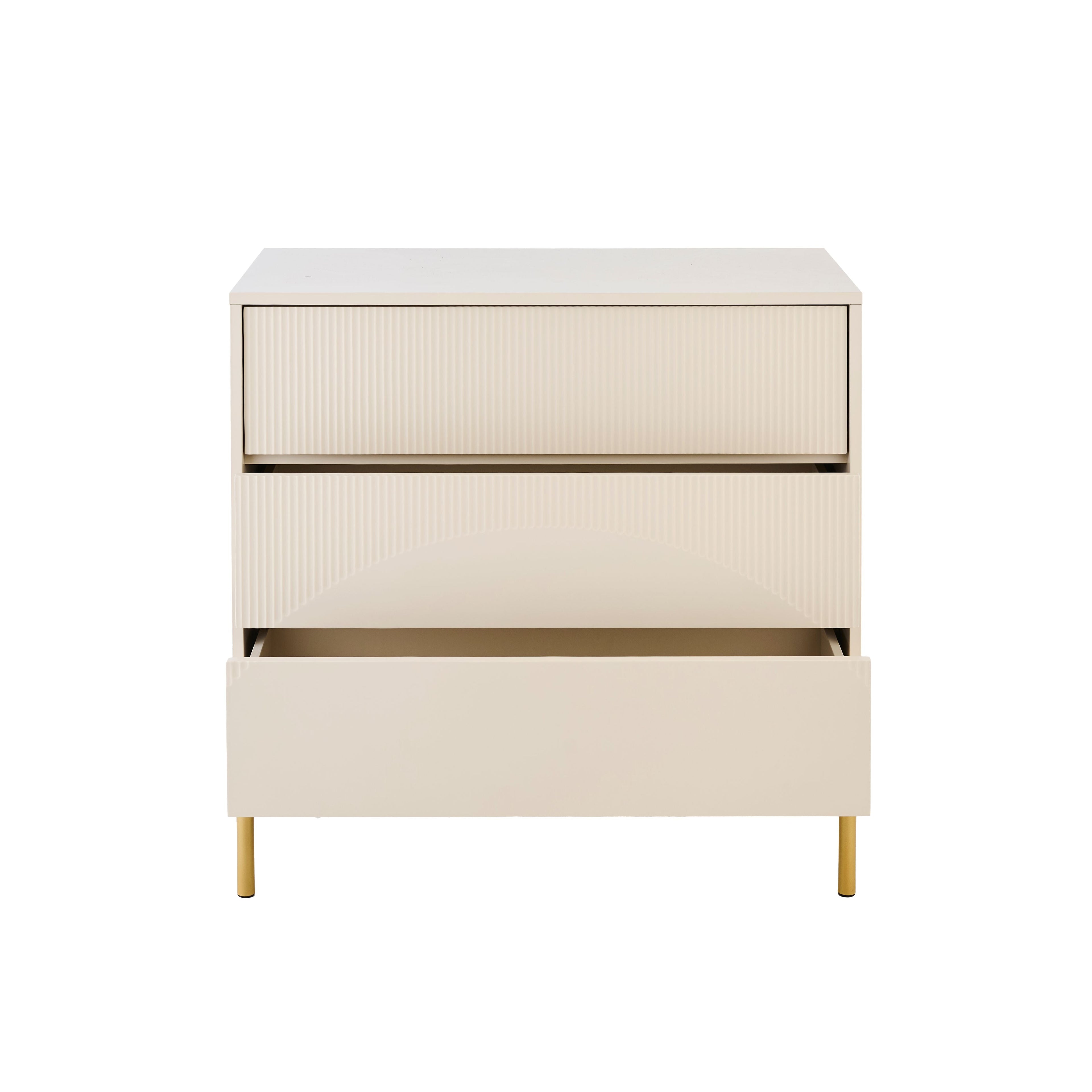 Luella 80cm 3 Drawer Fluted Chest of Drawers - Driftwood