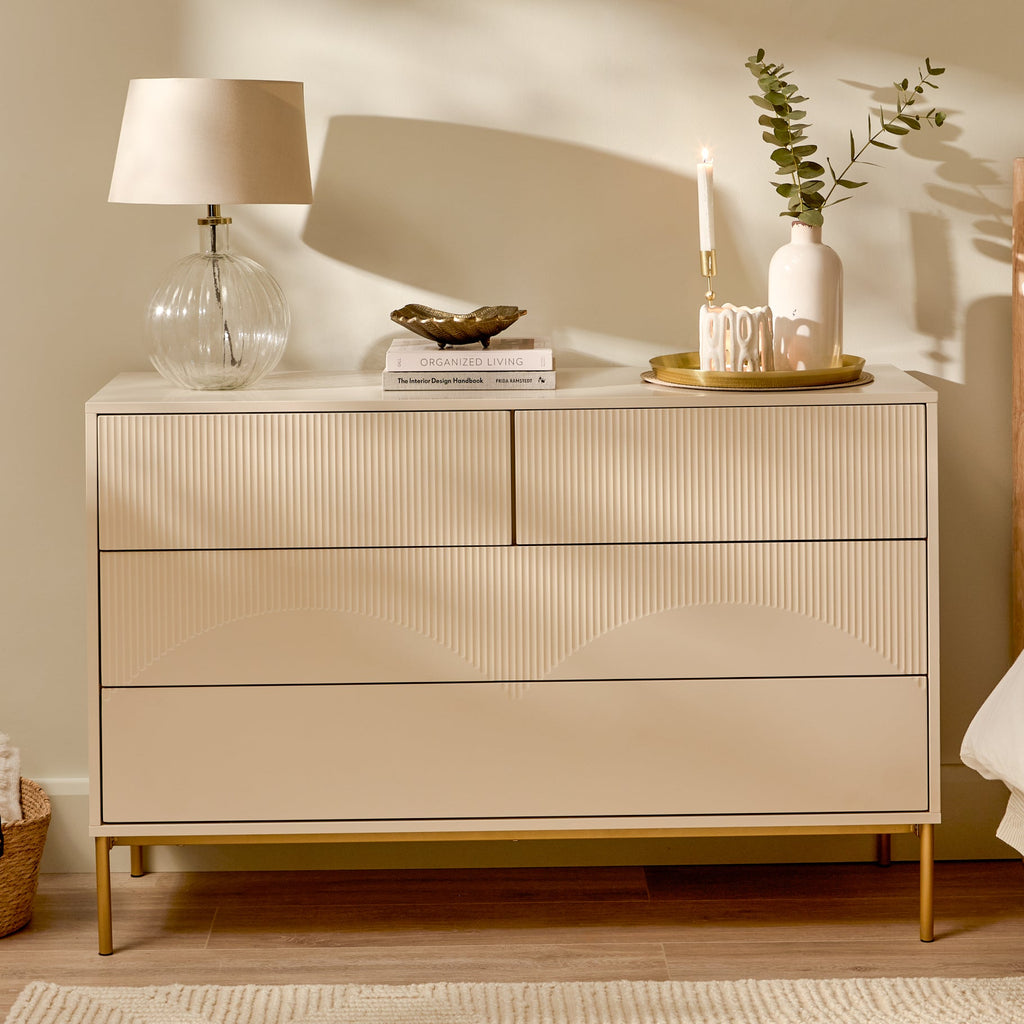 Luella 120cm 4 Drawer Fluted Chest of Drawers - Driftwood