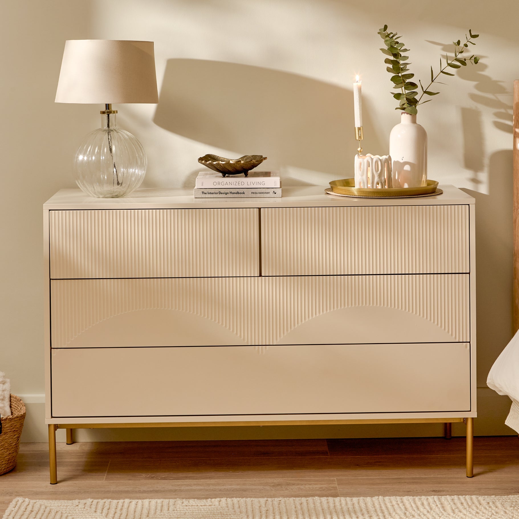 Luella 120cm 4 Drawer Fluted Chest of Drawers - Driftwood