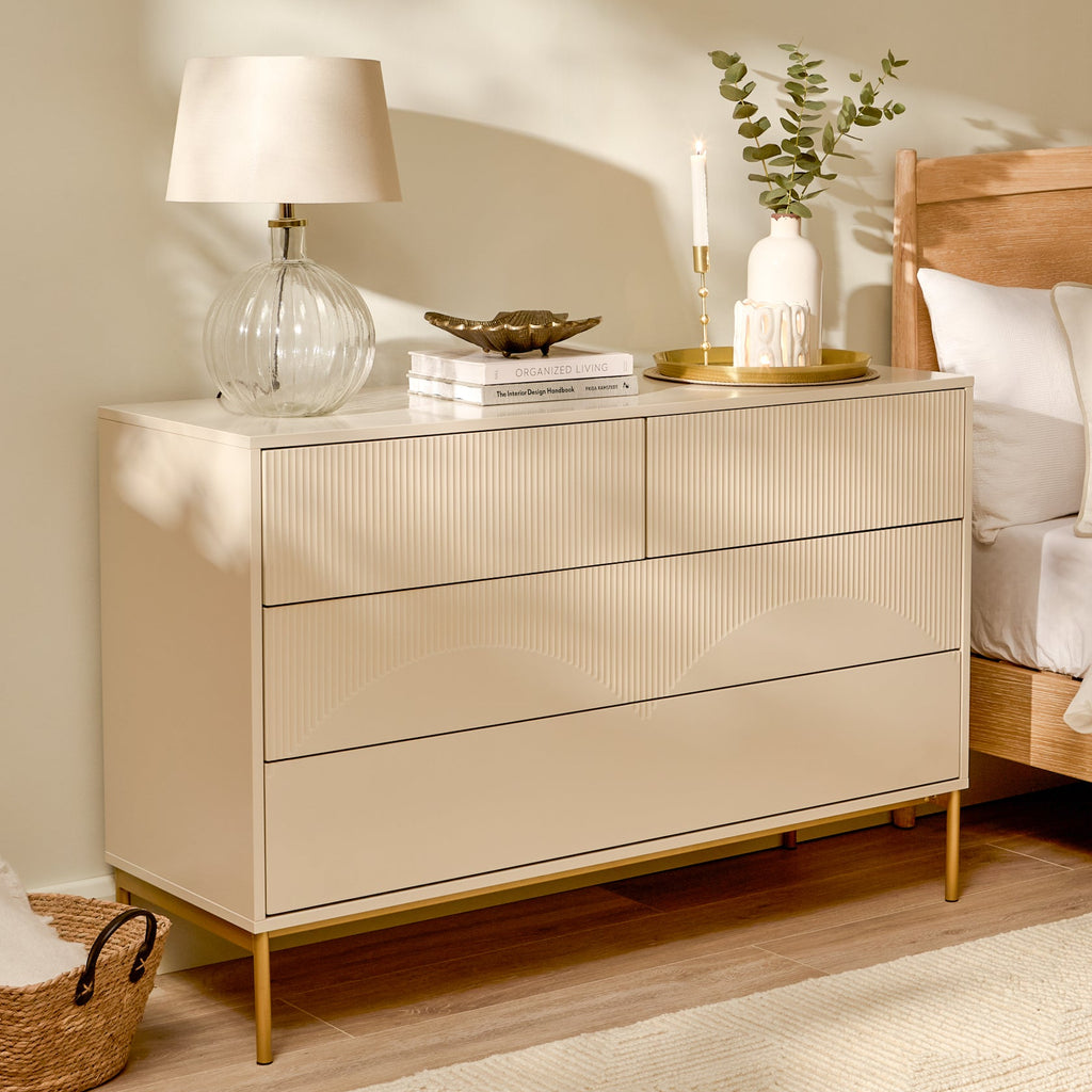 Luella 120cm 4 Drawer Fluted Chest of Drawers - Driftwood