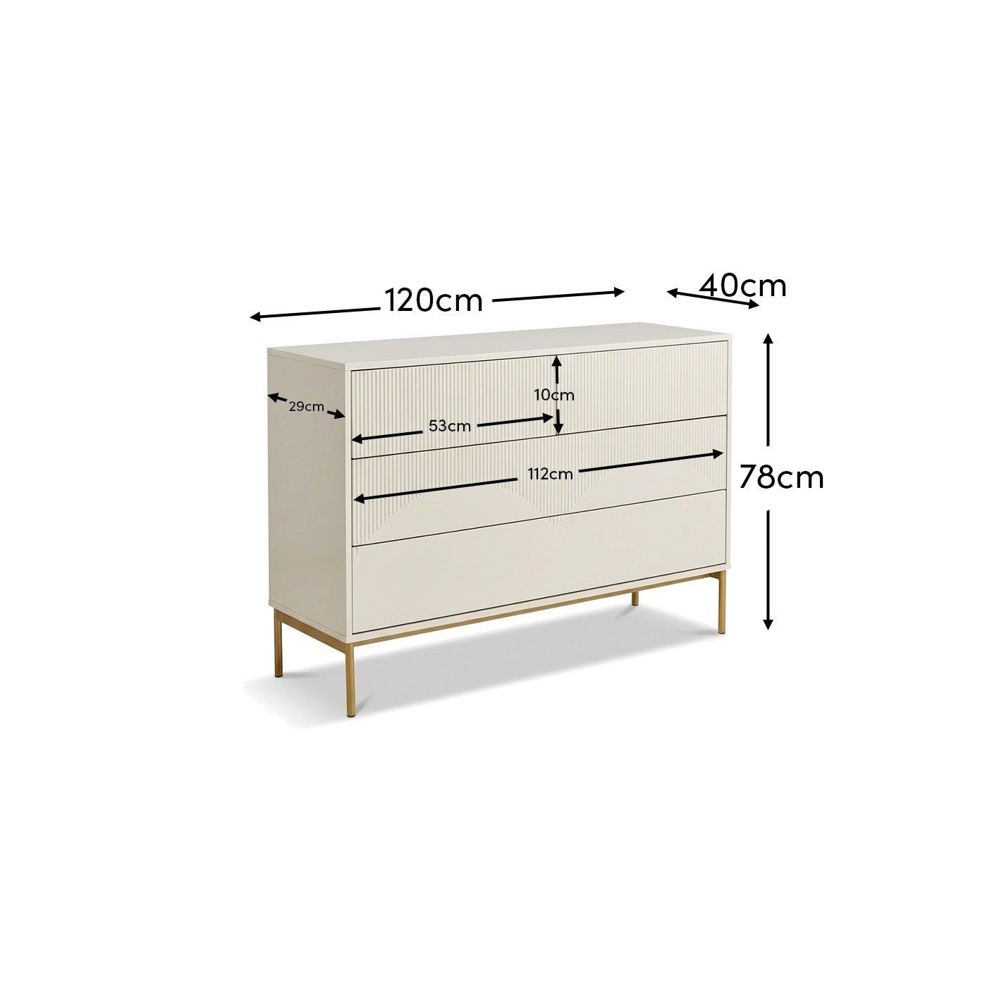 Luella 120cm 4 Drawer Fluted Chest of Drawers - Driftwood