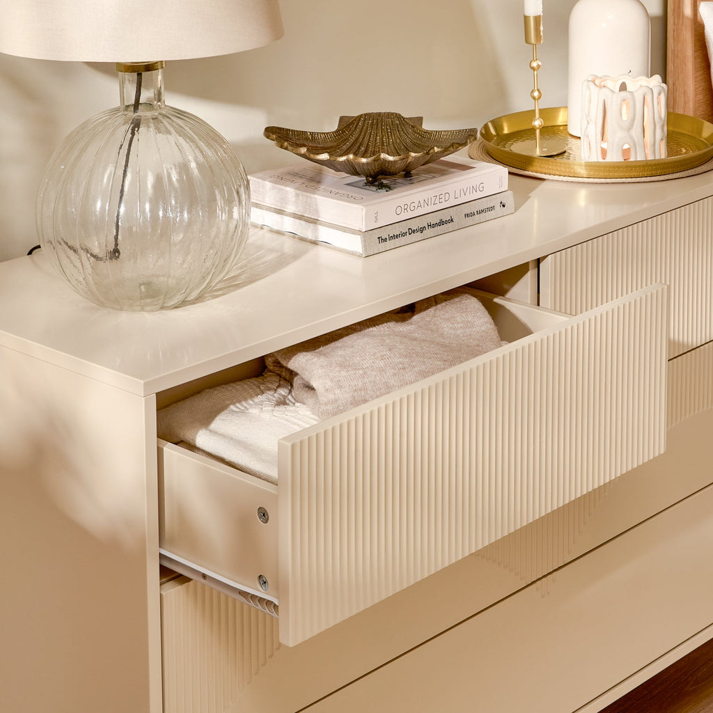 Luella 120cm 4 Drawer Fluted Chest of Drawers - Driftwood