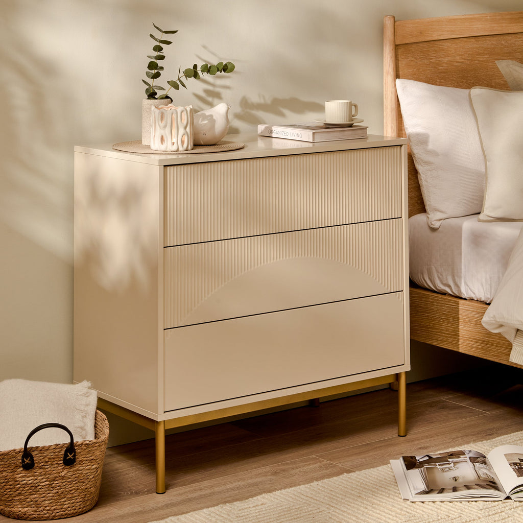 Luella 80cm 3 Drawer Fluted Chest of Drawers - Driftwood