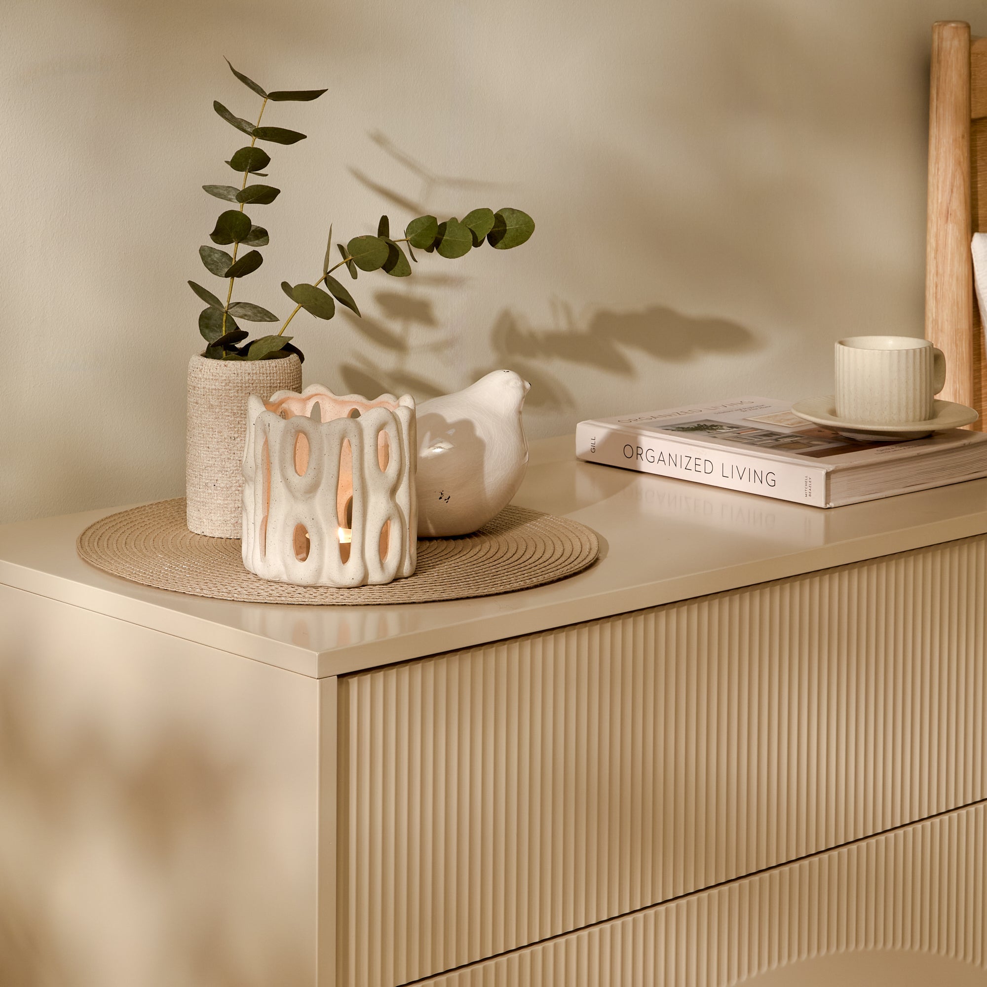Luella 80cm 3 Drawer Fluted Chest of Drawers - Driftwood