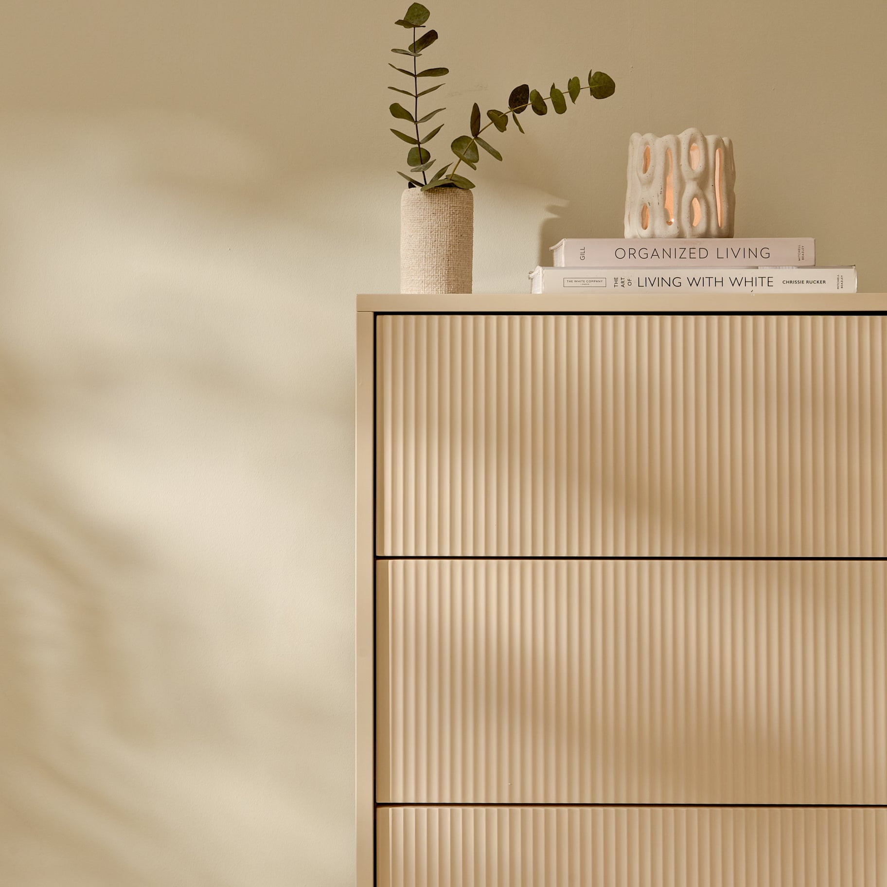 Luella 80cm 5 Drawer Fluted Tallboy - Driftwood