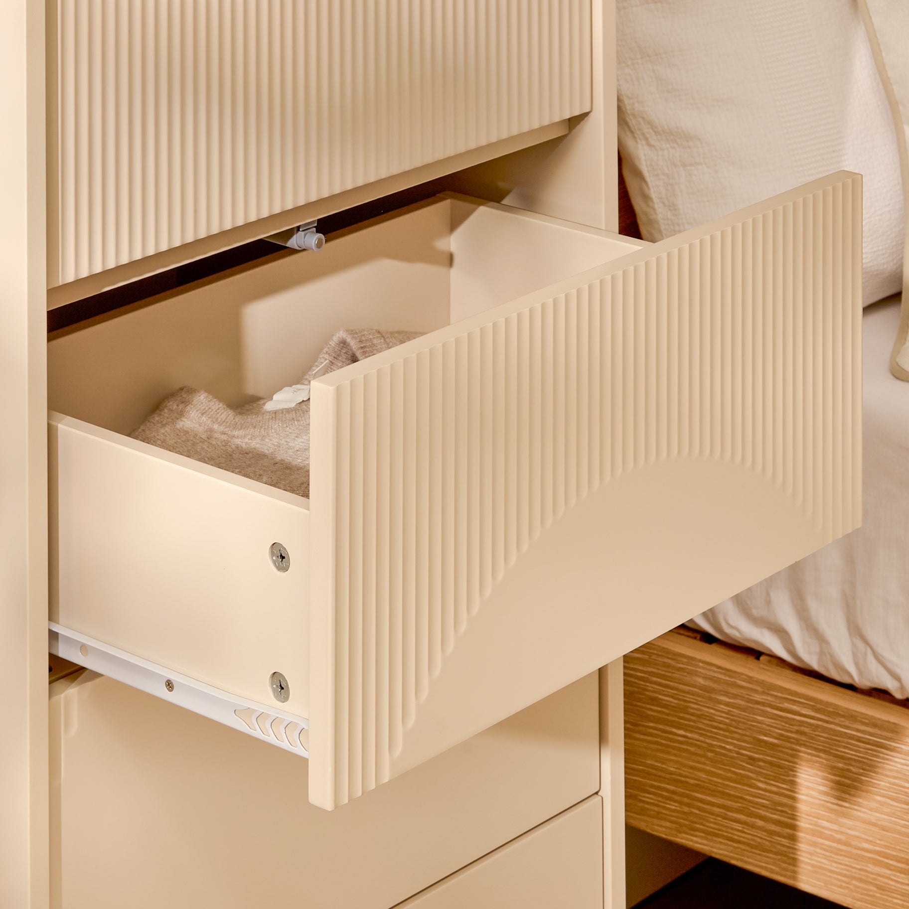 Luella 80cm 5 Drawer Fluted Tallboy - Driftwood