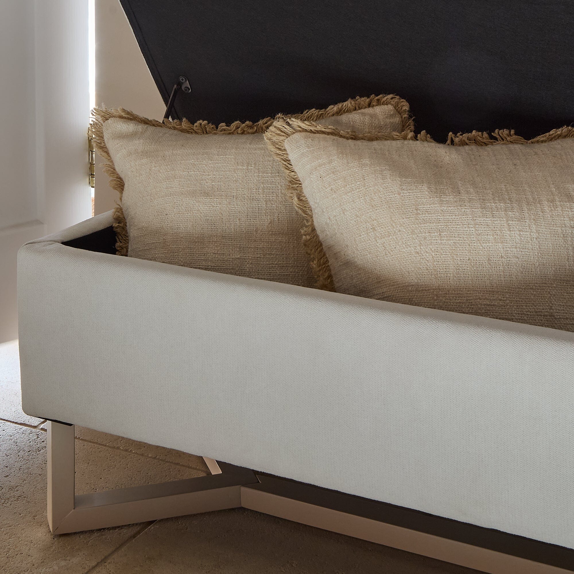 Norah Storage Ottoman - Ivory