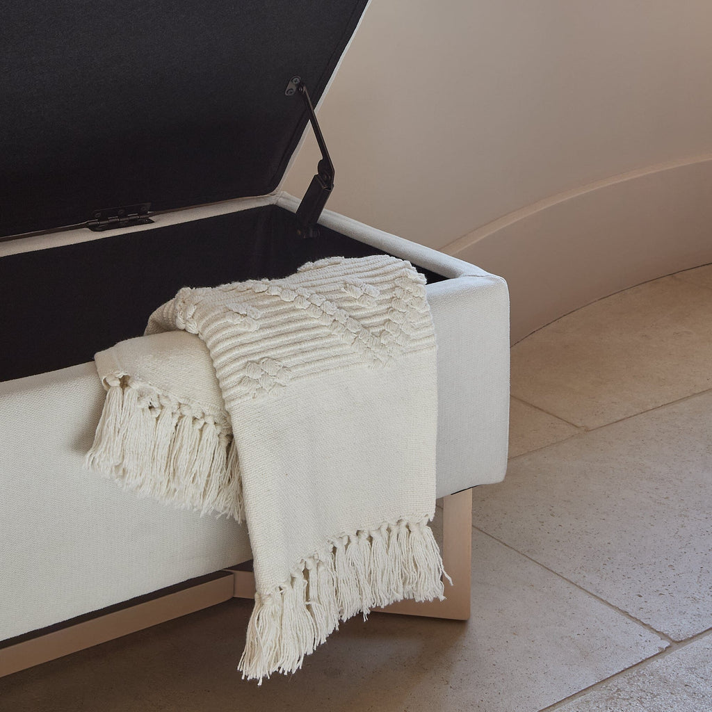 Norah Storage Ottoman - Ivory