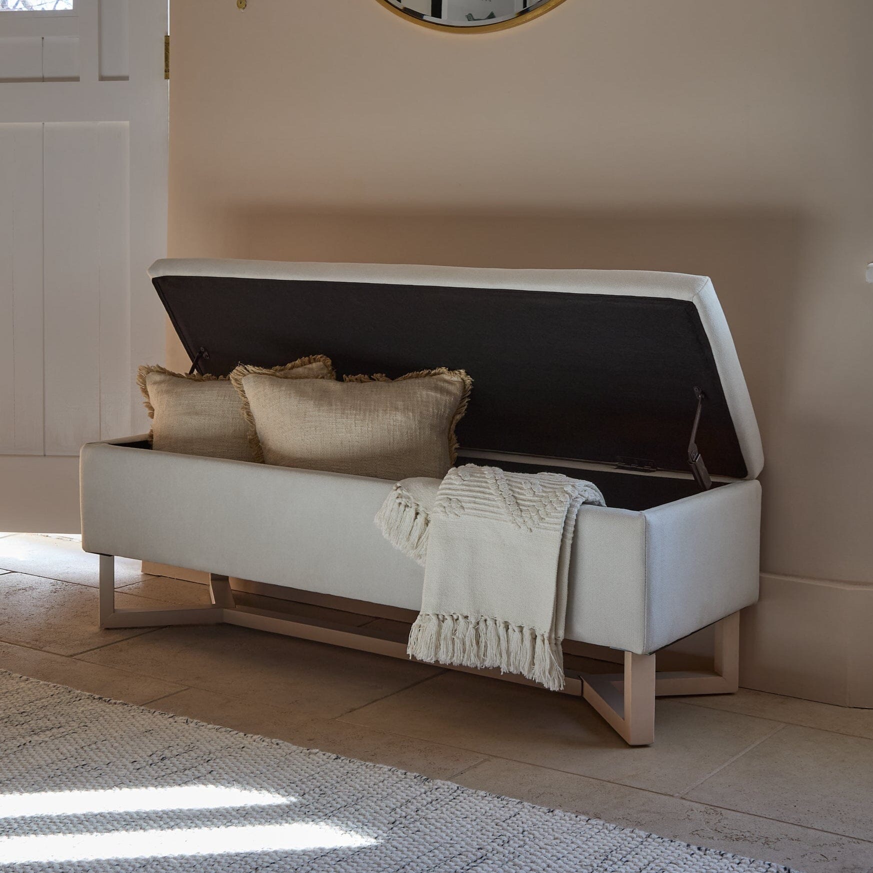 Norah Storage Ottoman - Ivory