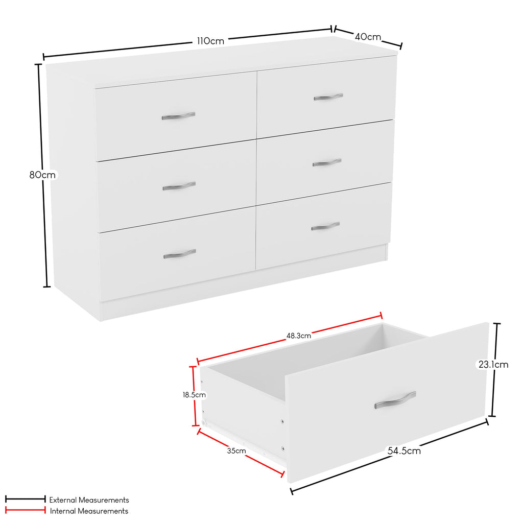 Riano 6-Drawer Chest, White