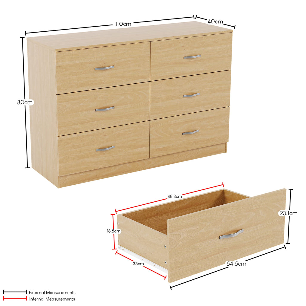 Riano 6-Drawer Chest, Pine