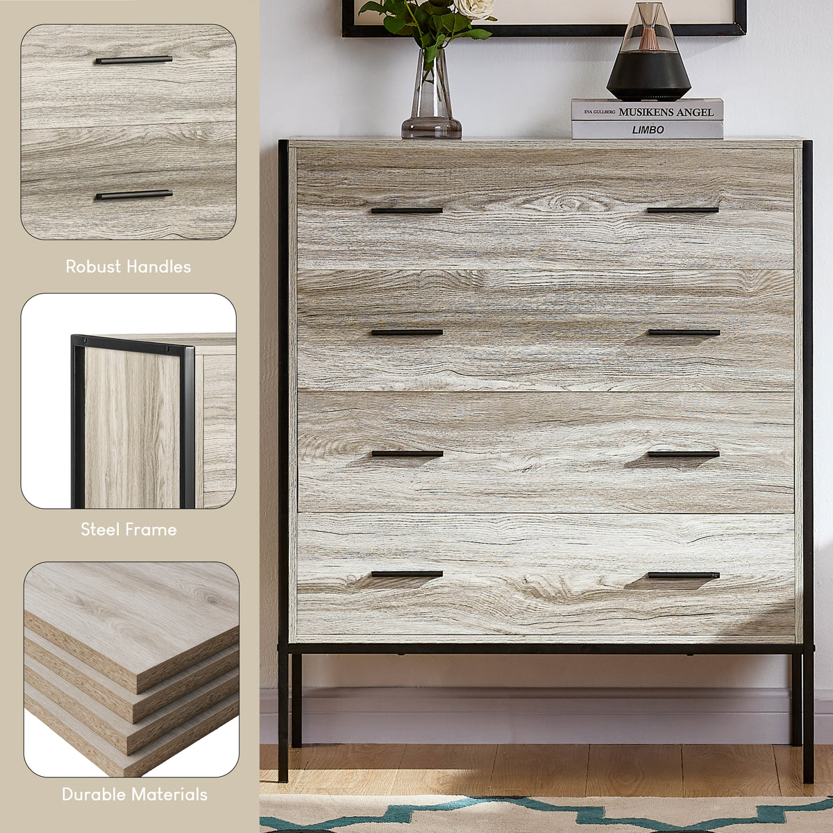Brooklyn 4-Drawer Chest - Grey