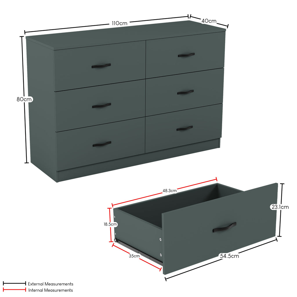 Riano 6 Drawer Chest, Jasper Green