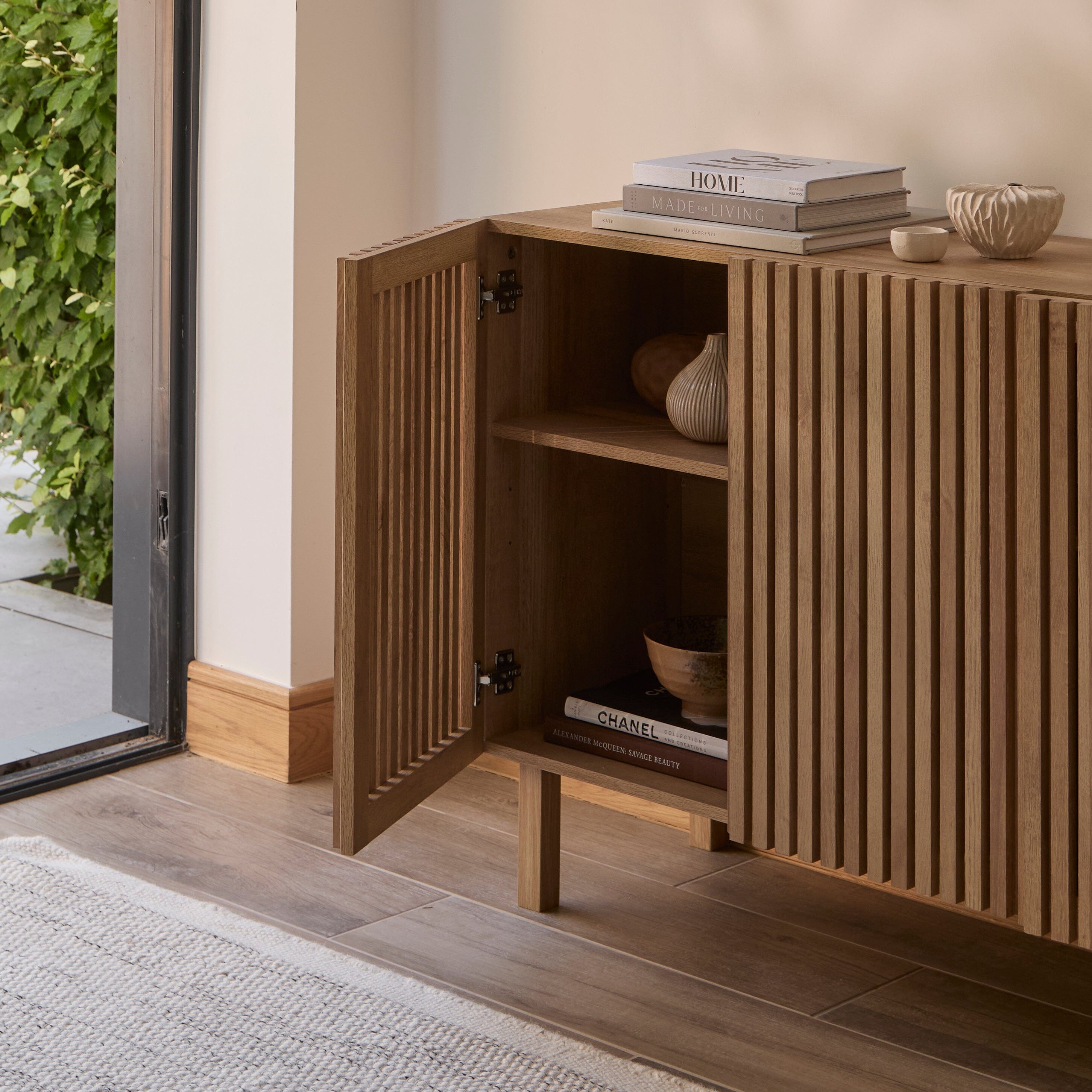 Nia 3 Door Large Sideboard - Washed Oak