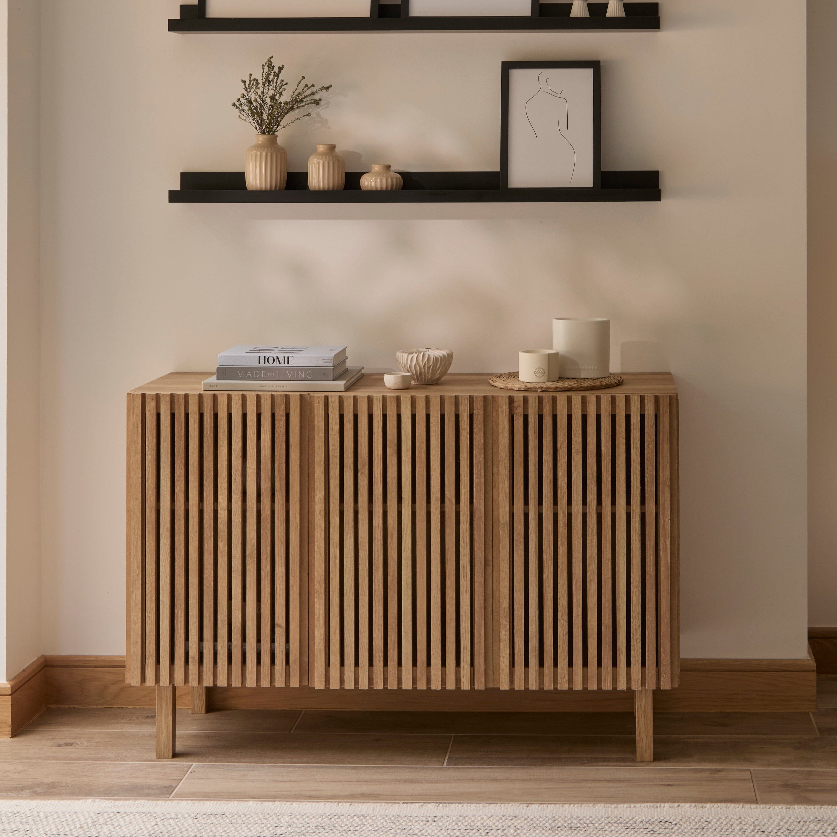 Nia 3 Door Large Sideboard - Washed Oak