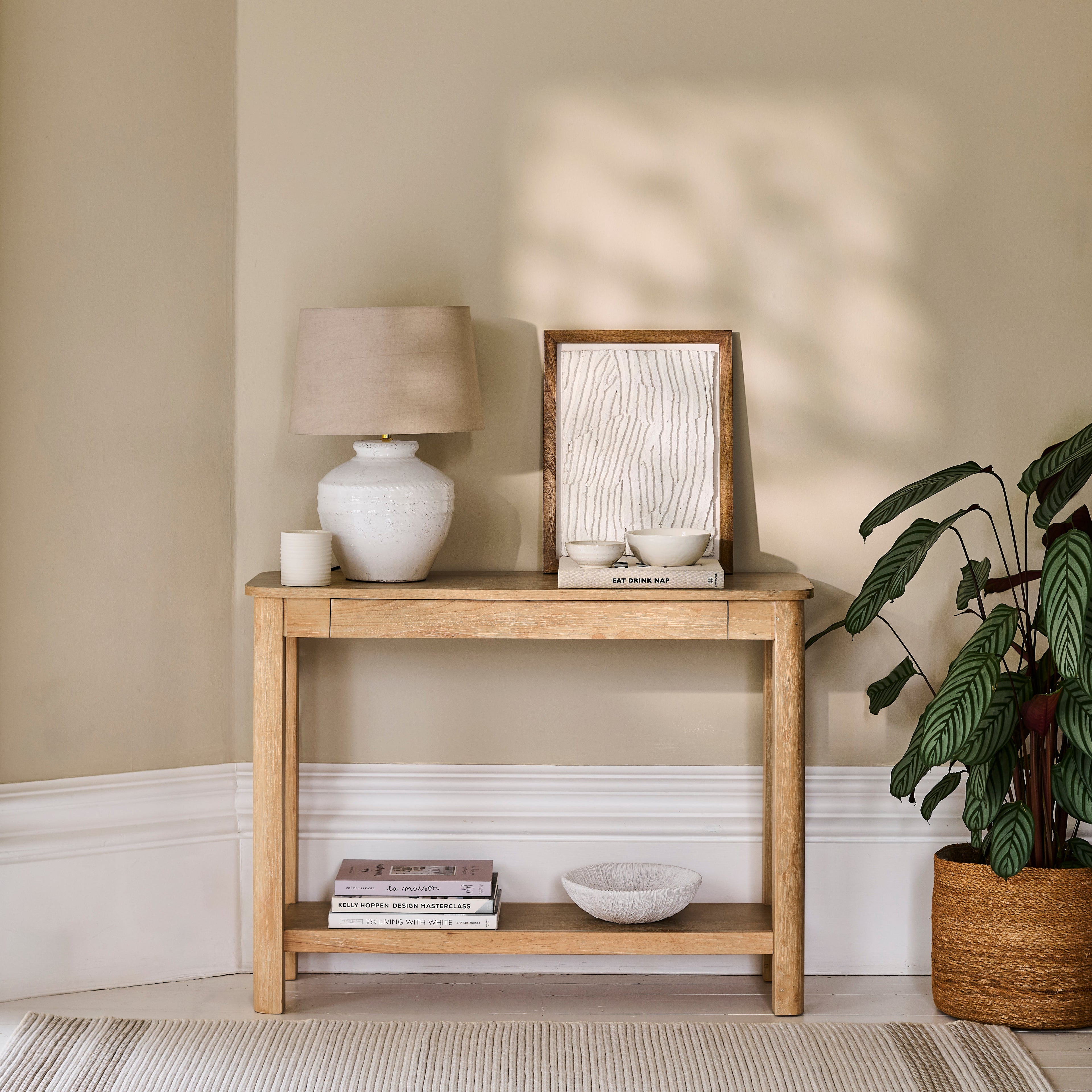 Noah Whitewash Oak 1 Drawer Console Table