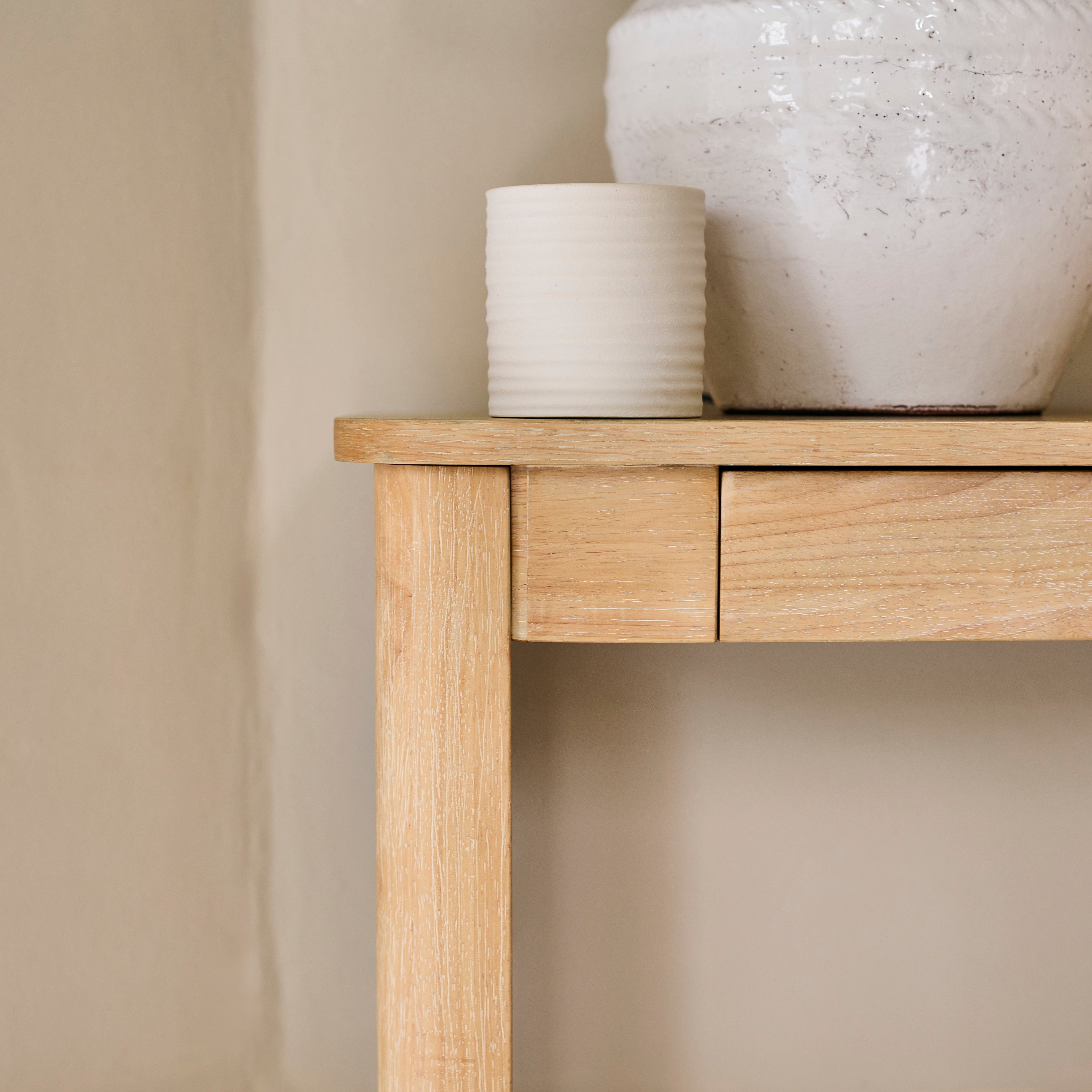 Noah Whitewash Oak 1 Drawer Console Table