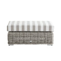 Bellagio Round Wicker Outdoor Bench, Light Grey with Taupe Stripes