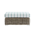 Bellagio Round Wicker Outdoor Bench, Natural with Sage Stripes