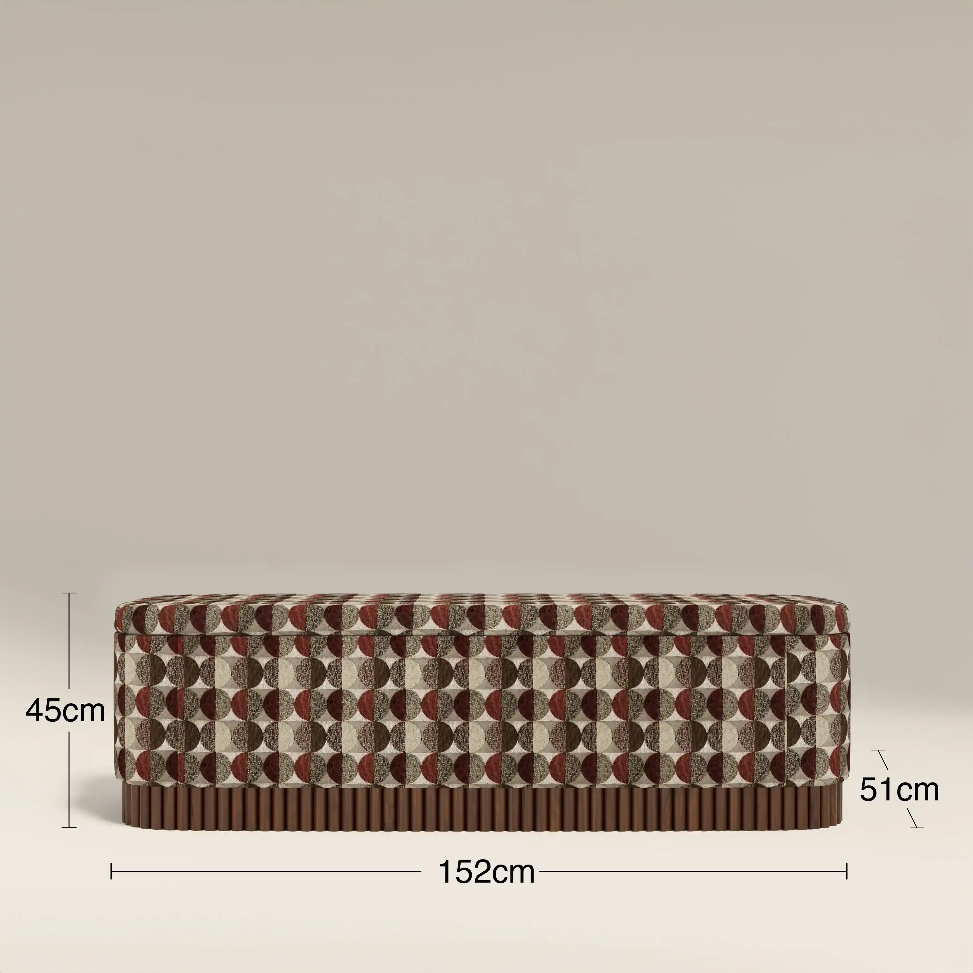 Oberon Storage Ottoman | Multicolour Orbis Patterned Fabric & Walnut
