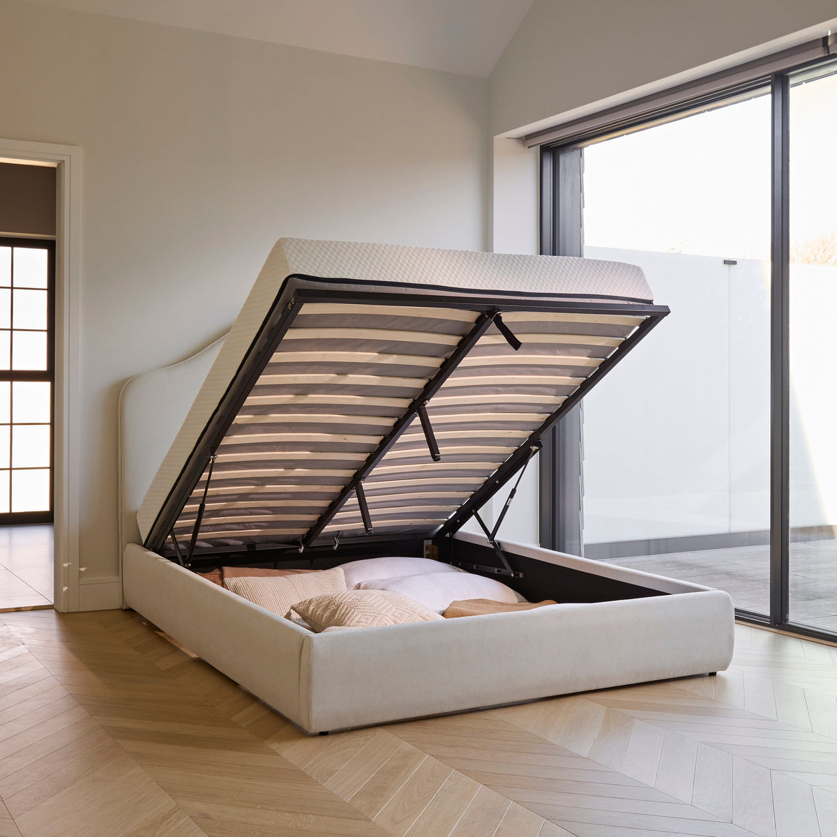 Odette Double Ottoman Bed - Ivory