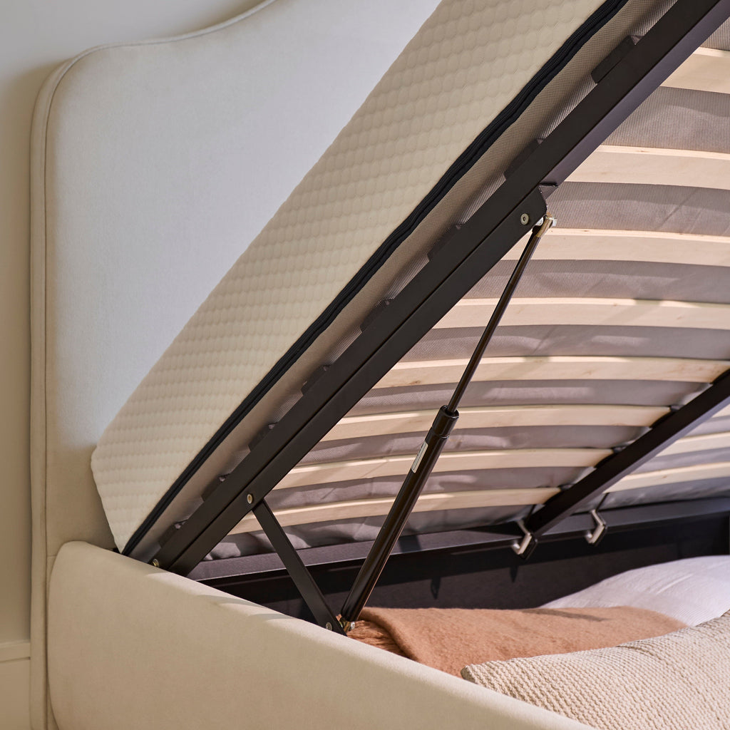 Odette King Size Ottoman Bed - Ivory