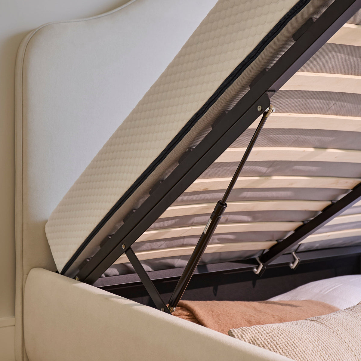 Odette Double Ottoman Bed - Ivory