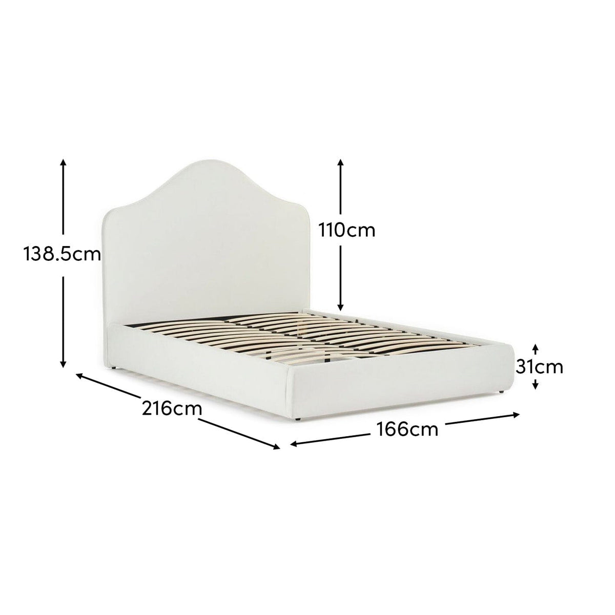 Odette King Size Ottoman Bed - Ivory