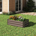 Galvanized Steel Square Raised Garden Bed Planter Box in Brown
