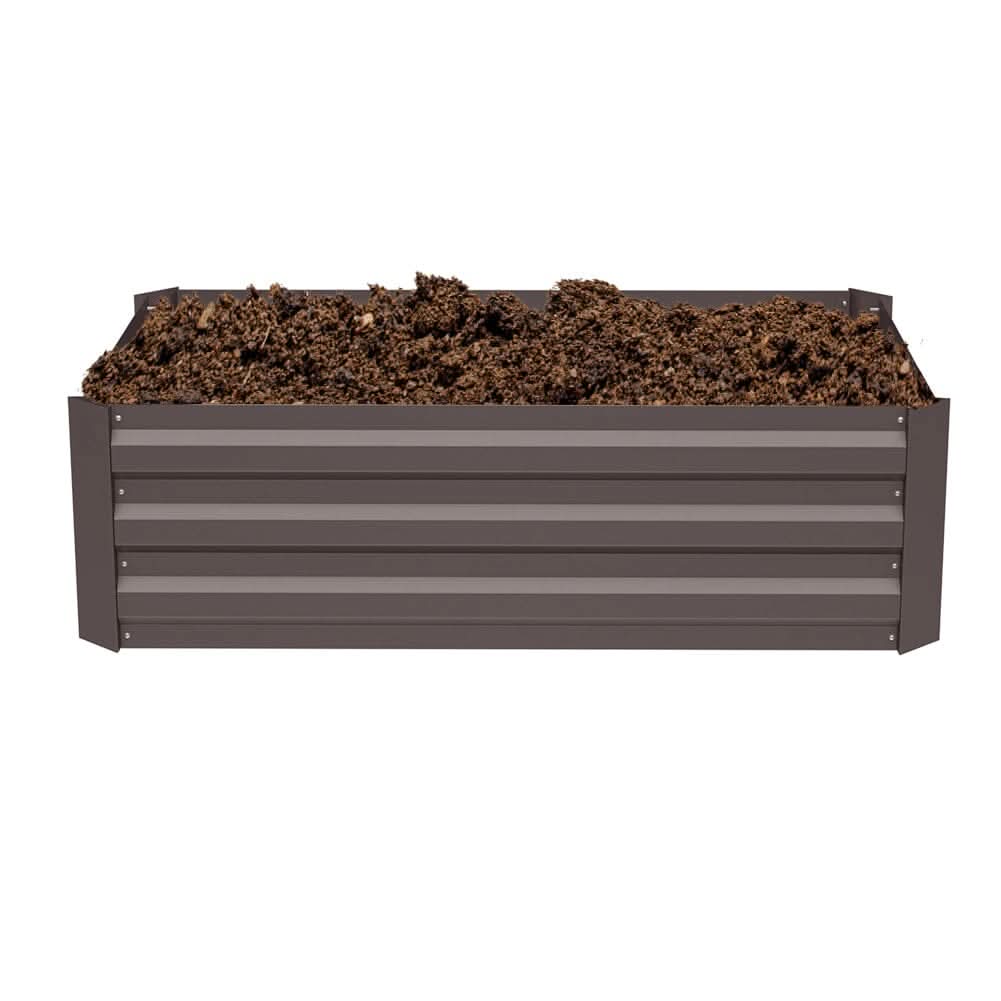 Galvanized Steel Square Raised Garden Bed Planter Box in Brown