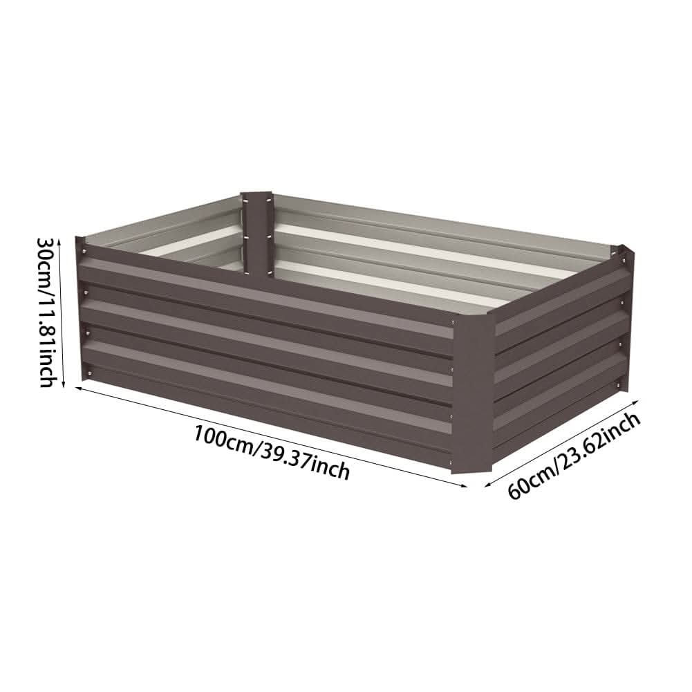 Galvanized Steel Square Raised Garden Bed Planter Box in Brown