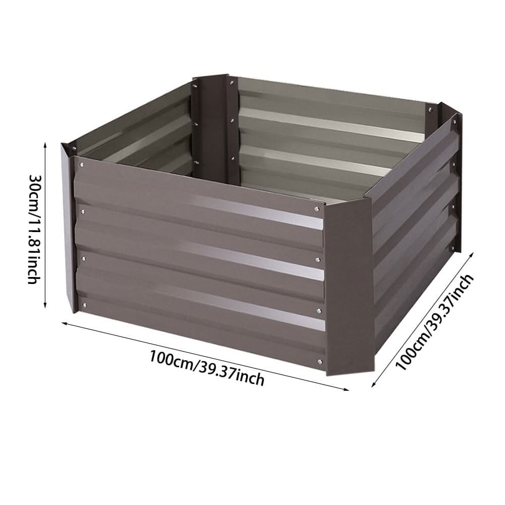 Galvanized Steel Square Raised Garden Bed Planter Box in Brown