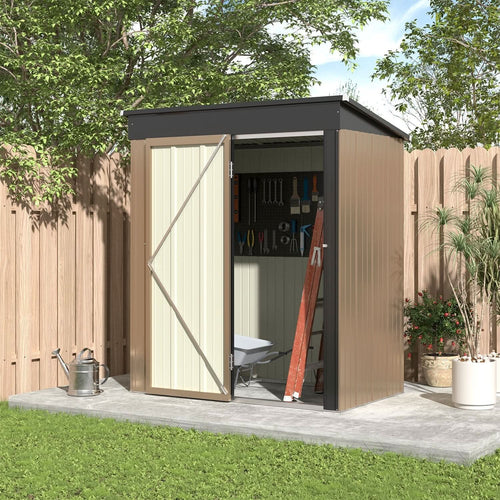 4 x6/ 5 x3 /6 x8 ft Metal Classic Lockable Tool Storage Bike Shed Brown Shed