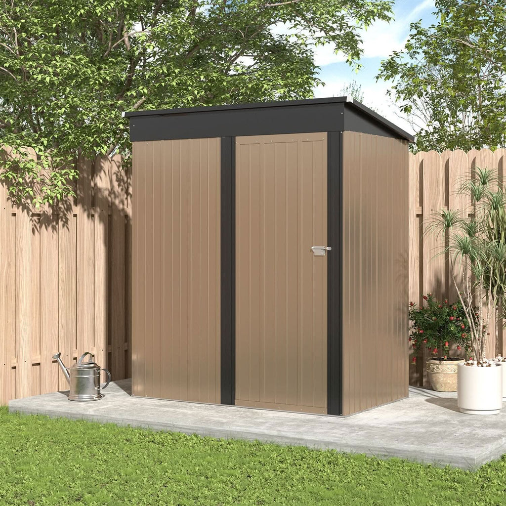4 x6/ 5 x3 /6 x8 ft Metal Classic Lockable Tool Storage Bike Shed Brown Shed