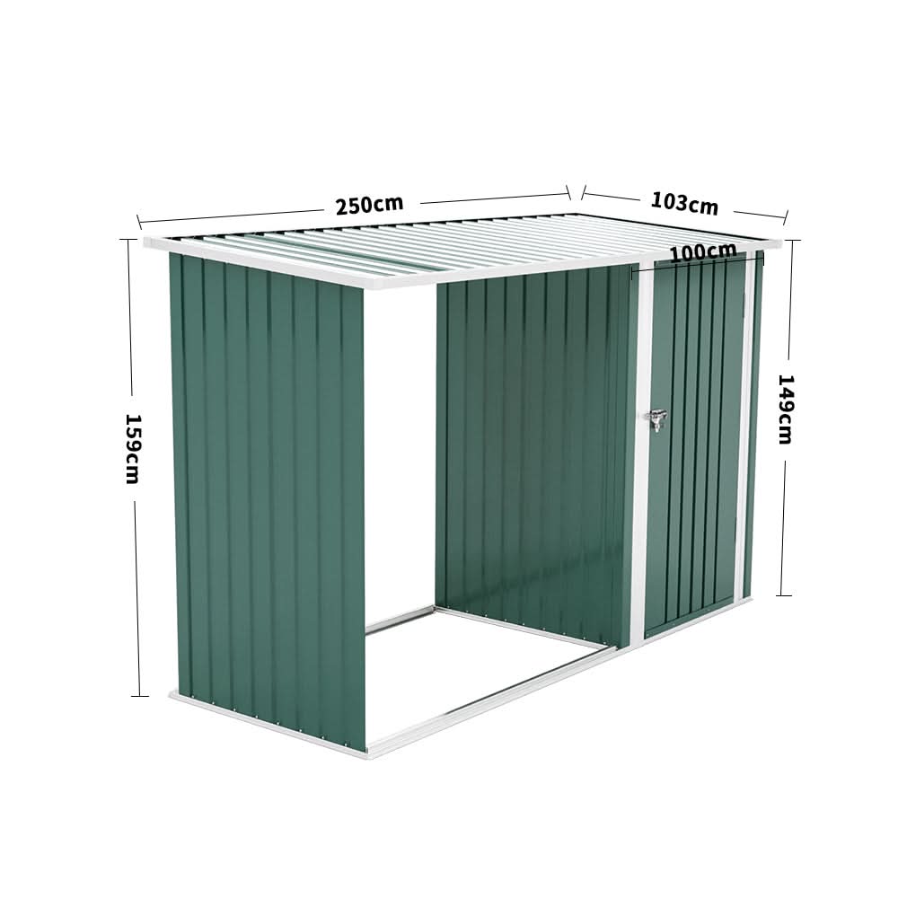 8ft Wood Outdoor Firewood Log Storage Shed