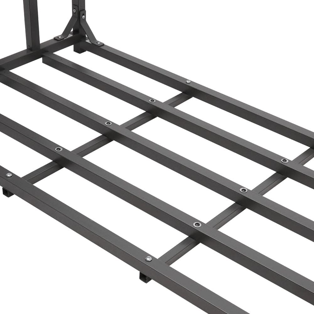185cm W Garden Metal Tube Firewood Rack with Roof