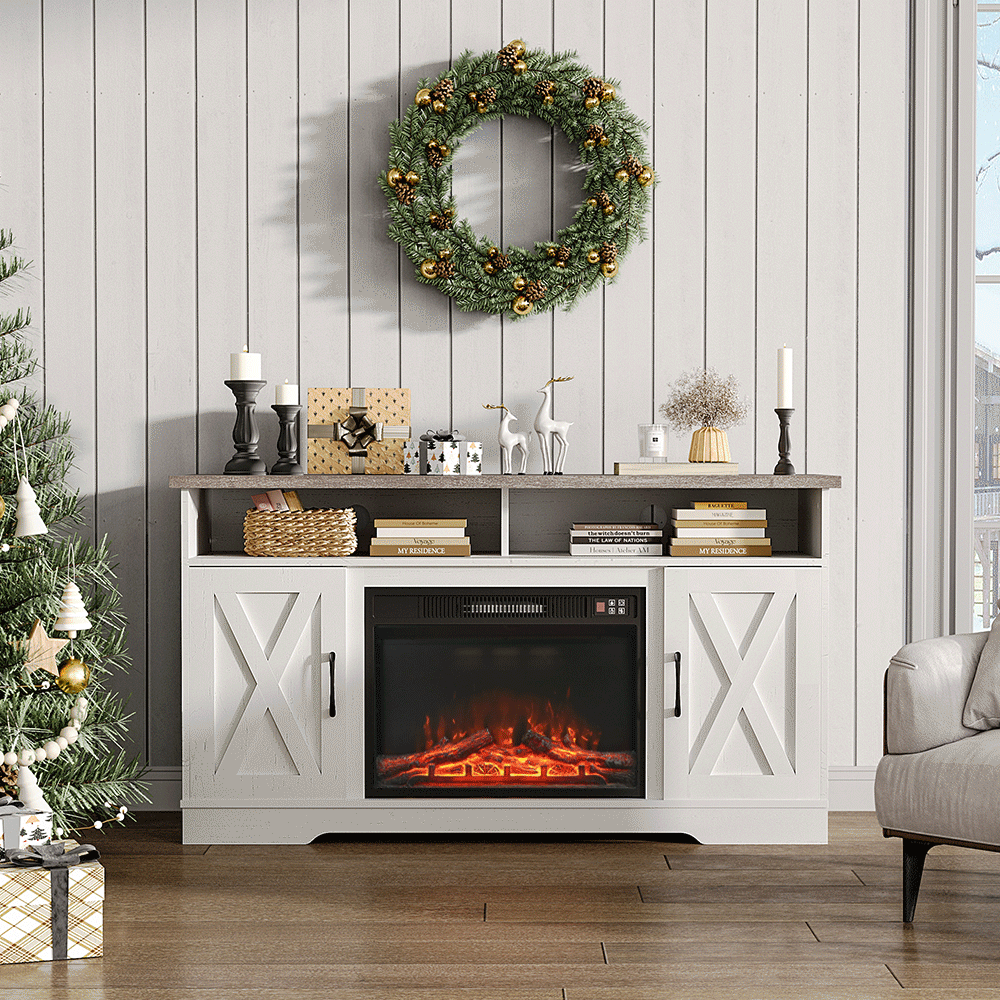 54inch W Freestanding Fireplaces Recessed Electric Fireplace TV Stand