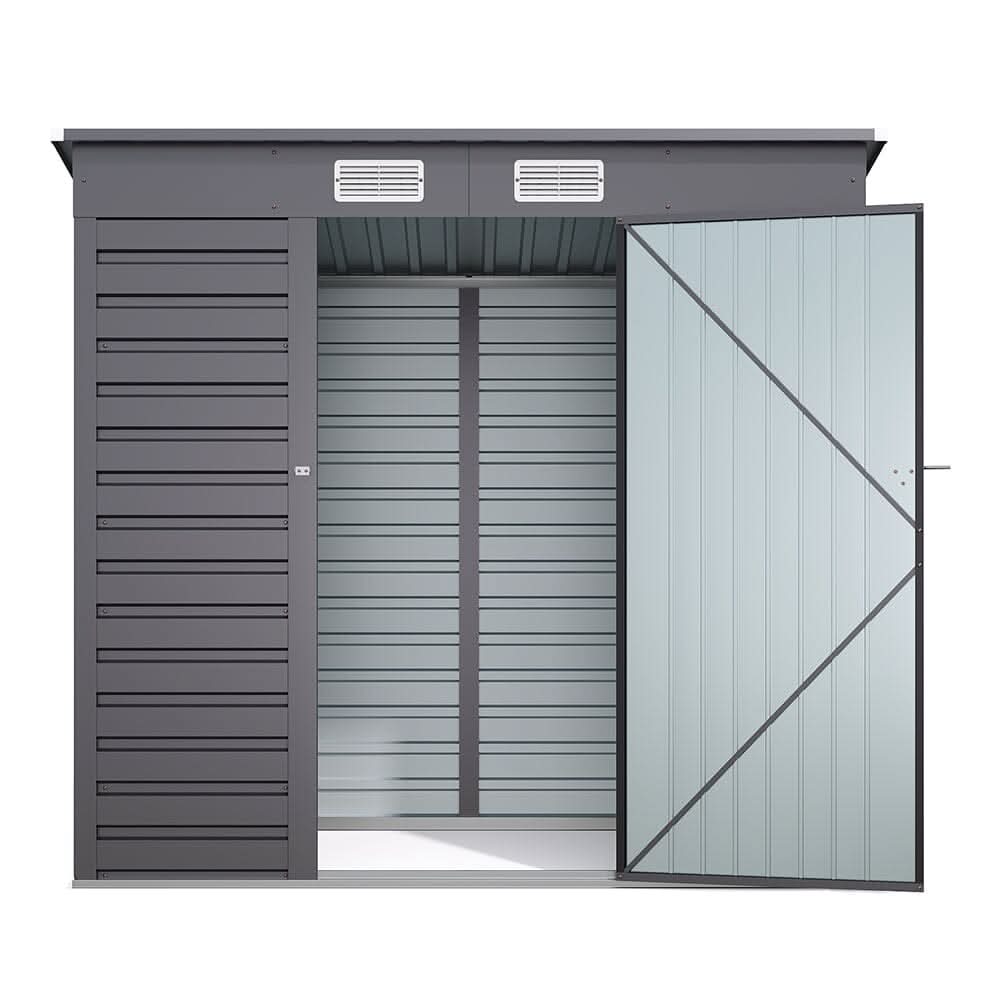 6×4ft Galvanized Steel Outdoor Garden Storage Shed