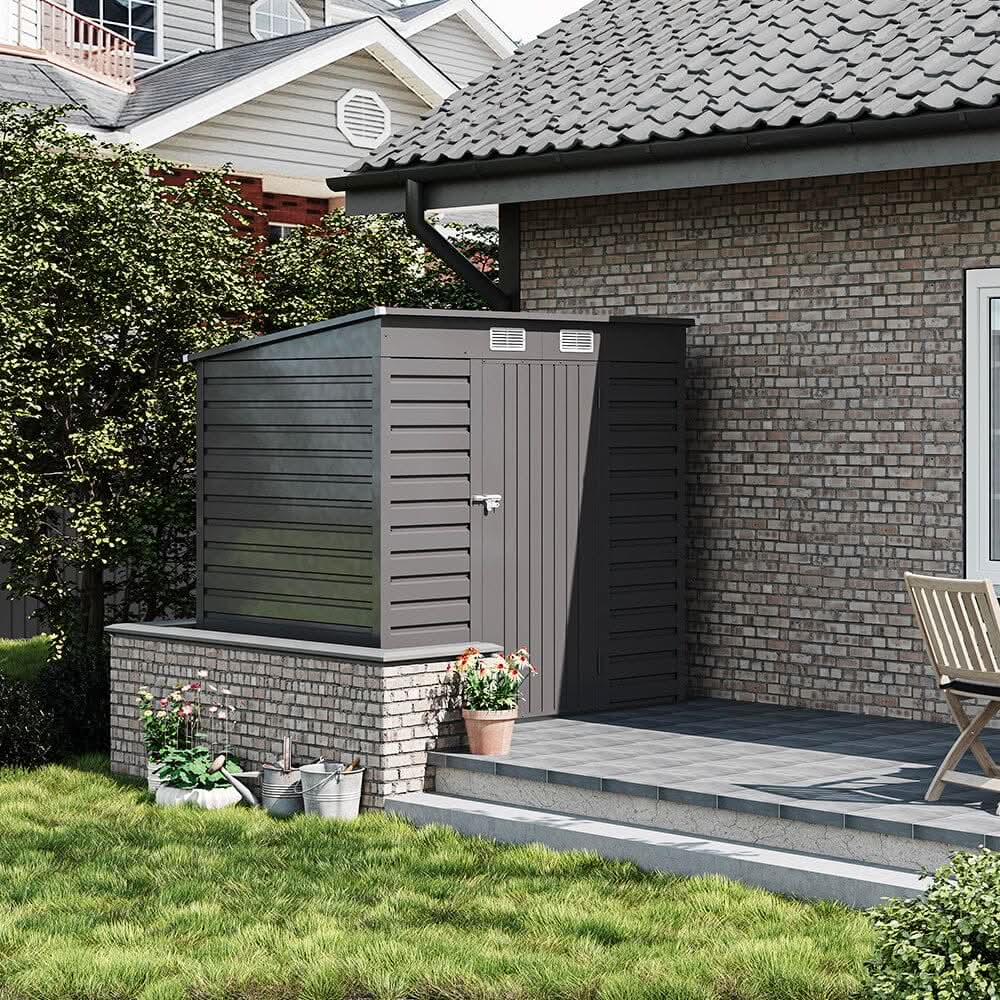 6×4ft Galvanized Steel Outdoor Garden Storage Shed