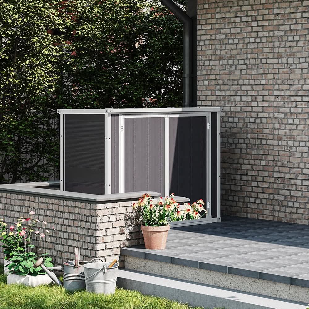 4x2ft Plastic Waterproof Grey Garden Tool Bicycle Storage Shed