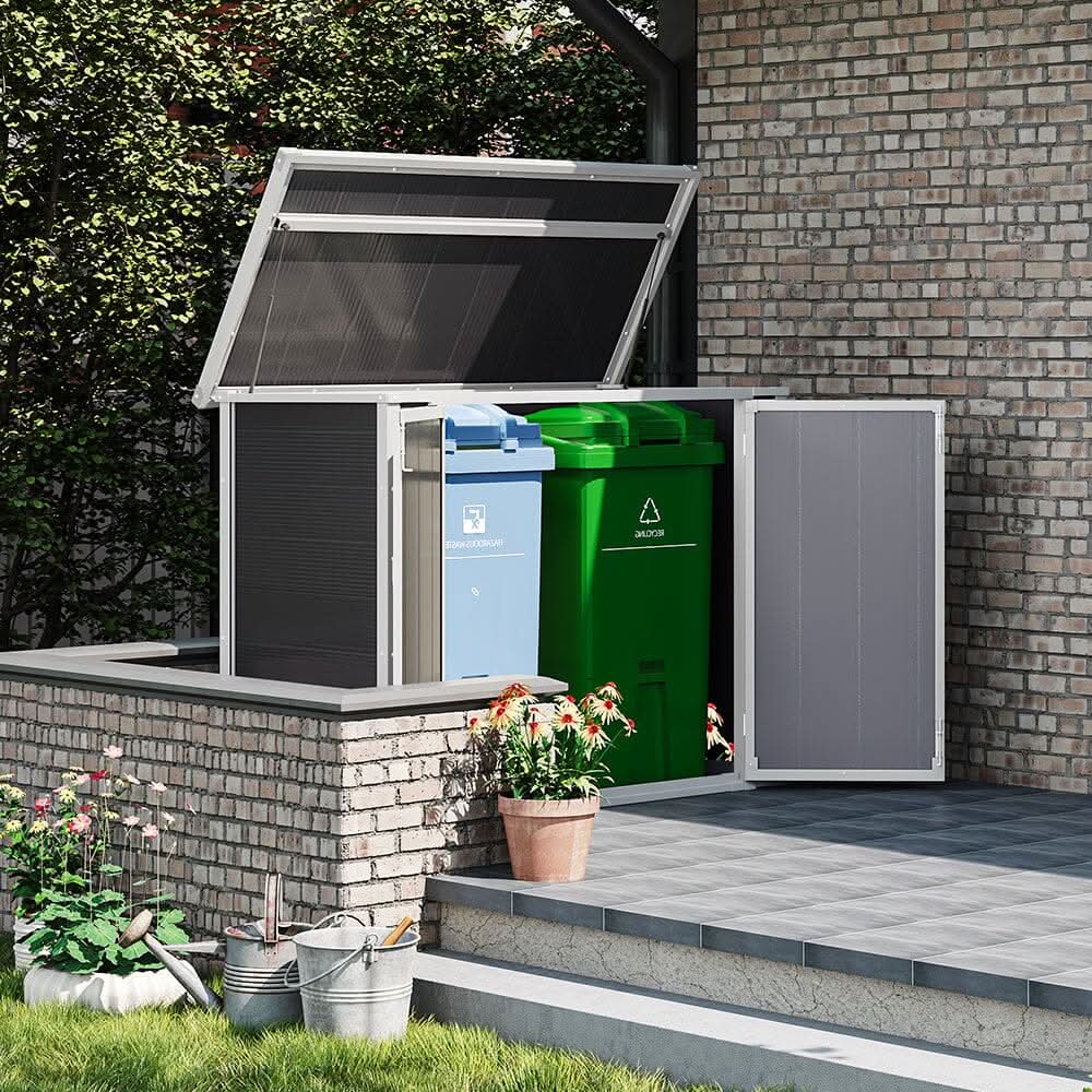 4x2ft Plastic Waterproof Grey Garden Tool Bicycle Storage Shed